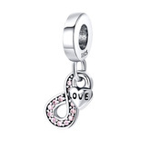 B0074 Visací stříbrný přívěšek korálek nekonečno - srdce