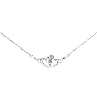 NB-0440 Stříbrný náhrdelník s propojenými srdíčky - srdce