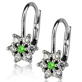 ZB73510-CG Stříbrné náušnice - kytičky se zirkony - květiny