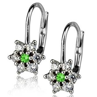 ZB73510-CG Stříbrné náušnice - kytičky se zirkony - květiny