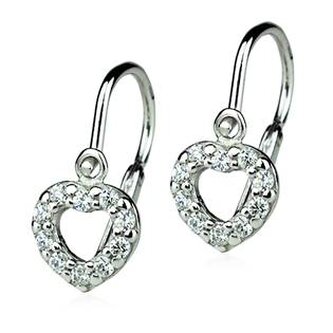ZB53508 Dětské stříbrné náušnice - srdíčka se zirkony - srdce