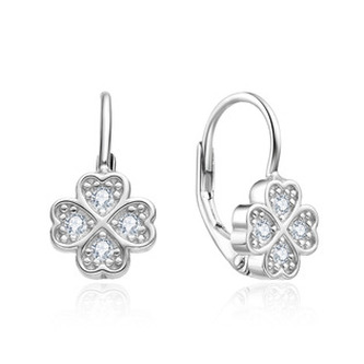 NB-3092 Stříbrné náušnice čtyřlístky