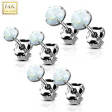 ZLW-OP17-05 Zlaté 14ti karátové náušnice s bílými opály