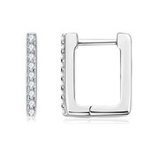 MN139 Stříbrné hranaté náušnice s moissanity