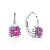 DN-0102 Stříbrné dívčí náušnice s růžovými zirkony - dětské