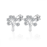 NB-3834 Stříbrné náušnice strom života se zirkony