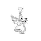NB-4637 Stříbrný přívěsek andělíček se srdíčkem - andílci