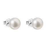 EG2670-W Stříbrné náušnice pecky s bílou říční perlou