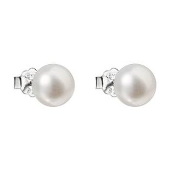 EG2670-W Stříbrné náušnice pecky s bílou říční perlou