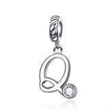 B0352-Q Stříbrný přívěšek korálek na náramek - písmeno Q - iniciály