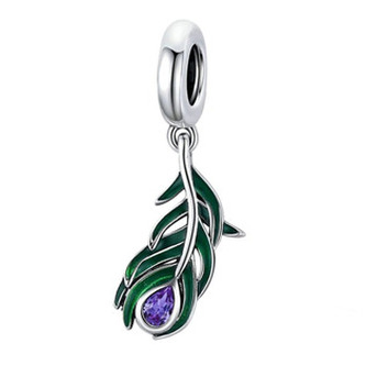 NB-8193 Stříbrný přívěšek korálek peříčko - pírka