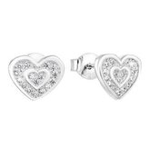 EG2834 Stříbrné náušnice srdíčka se zirkony - srdce