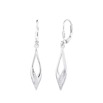 NB-3087 Stříbrné visací náušnice se zirkony