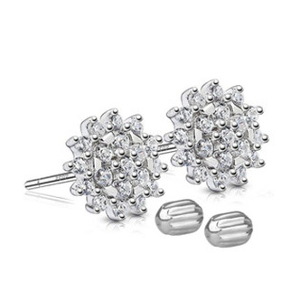 ZB83284-C Stříbrné náušnice kytičky - květiny