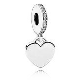 B0046 Visací stříbrný přívěšek korálek sdíčko - srdce