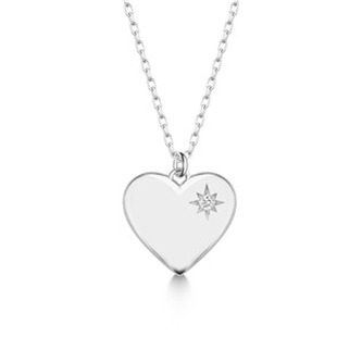 NBS-002 Stříbrný diamantový náhrdelník srdíčko - srdce