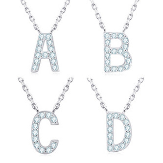 MN423-A Stříbrný náhrdelník s moissanity - písmeno - iniciály - iniciála "A"