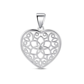 NB-4375 Stříbrný přívěšek - srdíčko s ornamenty - srdce