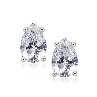 MN150 Stříbrné náušnice slzičky s moissanity