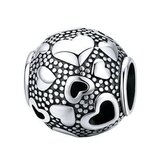 NB-8008 Stříbrný přívěšek korálek se srdíčky - srdce