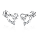 NB-3365 Stříbrné šroubovací náušnice srdíčka - srdce