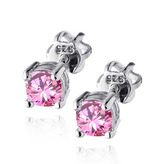 NB-3759-P Stříbrné náušnice s růžovými zirkony