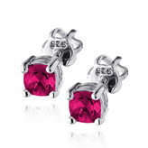 NB-3759-F Stříbrné náušnice s tmavě růžovými zirkony