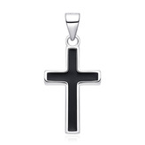 NB-4589 Stříbrný přívěsek kříž s černým smaltem