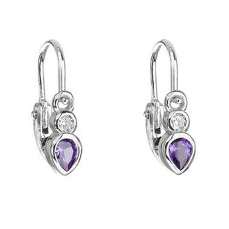 EG2314-A Stříbrné dětské náušnice, fialové zirkony