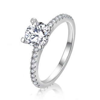 AN0010-53 Stříbrný zásnubní prsten moissanit