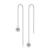 MN132 Stříbrné provlékací náušnice s moissanity