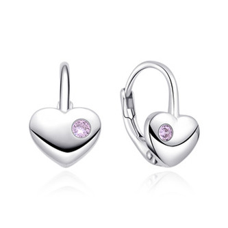 DN-0119 Stříbrné dívčí náušnice srdíčka - srdce