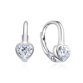 DN-0099-C Stříbrné dívčí náušnice srdíčka čirá - dětské