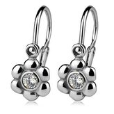 CS1180 Dětské náušnice stříbrné - kytičky, čiré zirkony - květiny