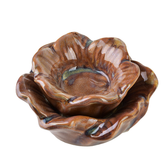 YARINE Świecznik Kwiat 11x11x6cm beżowy