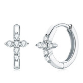 MN111 Stříbrné náušnice křížky s moissanity