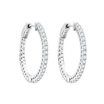 NB-3043 Stříbrné náušnice kruhy se zirkony