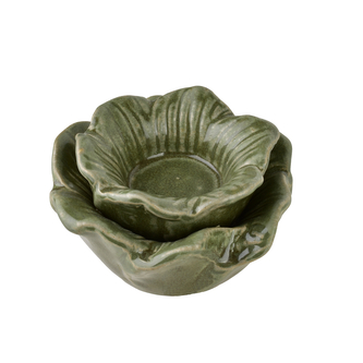 YARINE Świecznik Kwiat 11x11x6cm zielony