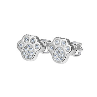 NB-3650 Stříbrné šroubovací náušnice psí tlapky - zvířátka