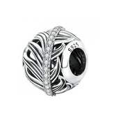 NB-8225 Stříbrný přívěšek korálek peříčko - pírka