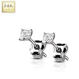 ZL-1000-03W Zlaté 14ti karátové náušnice s čirými zirkony