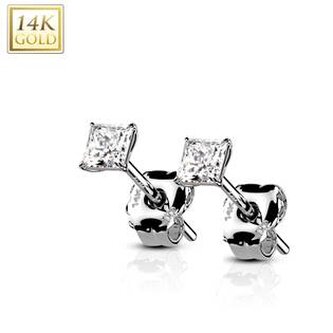 ZL-1000-03W Zlaté 14ti karátové náušnice s čirými zirkony
