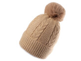 Dámská / dívčí zimní čepice s bambulí Emi Ross - 1 ks - 3 béžová světlá