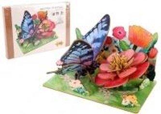 Puzzle 3D drewniane motyl na kwiatach