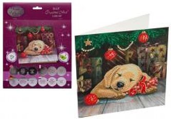 Diamentowa mozika Śpiący szczeniak 18x18cm