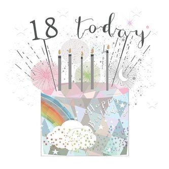 Karnet kwadrat mały z kopertą Urodziny 18 świeczki