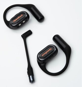OpenRock Link 20 – Sportovní otevřená bezdrátová sluchátka, odpojitelný mikrofon, Bluetooth, černá
