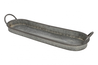 Kovový tác Belly M – zinkový, 50,5 x 15,5 cm