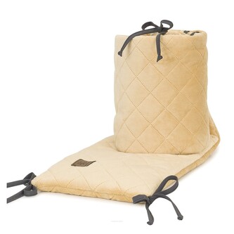 Mantinel do postýlky Velvet 180x28cm - béžová hořčice; béžová; duté vlákno, velvet