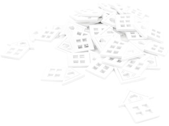 Dekorace dřevo 40 ks 29x24 mm domeček, bílá